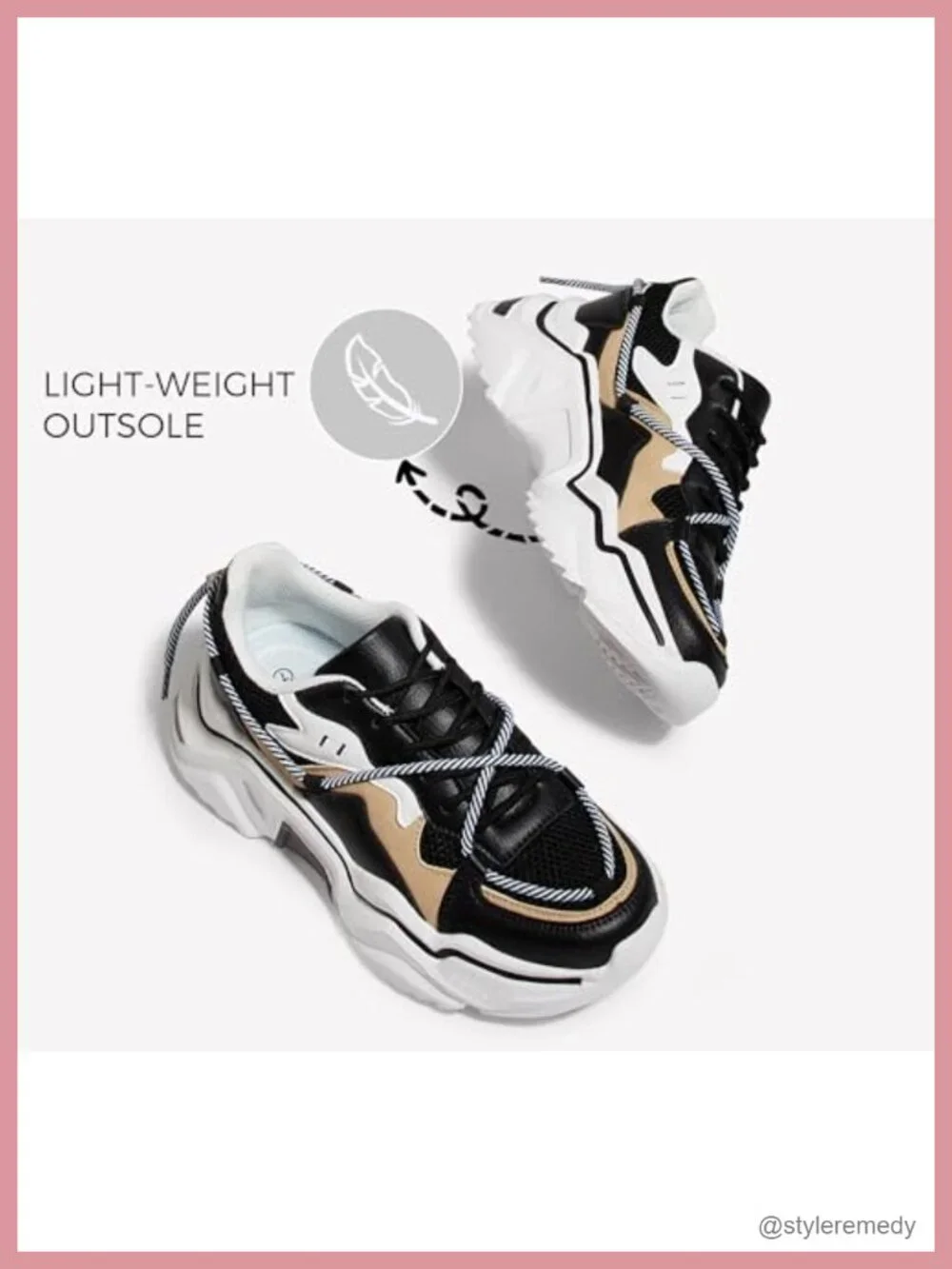 Women's Chunky Platform Dad Sneakers Lace-Up Walking Shoes Anti-Slip TPR